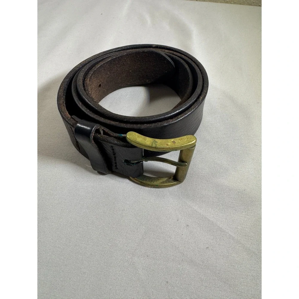 Eddie Bauer Mens Brown Leather Belt Brass Buckle Casual Workwear Outdoor Size 36